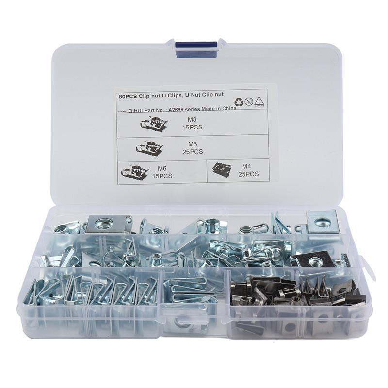 80pcs Tool M4 M5 M6 M8 Spire Clips Chimney Nuts U Speed Fasteneres Assorted Kits Stainless Steel