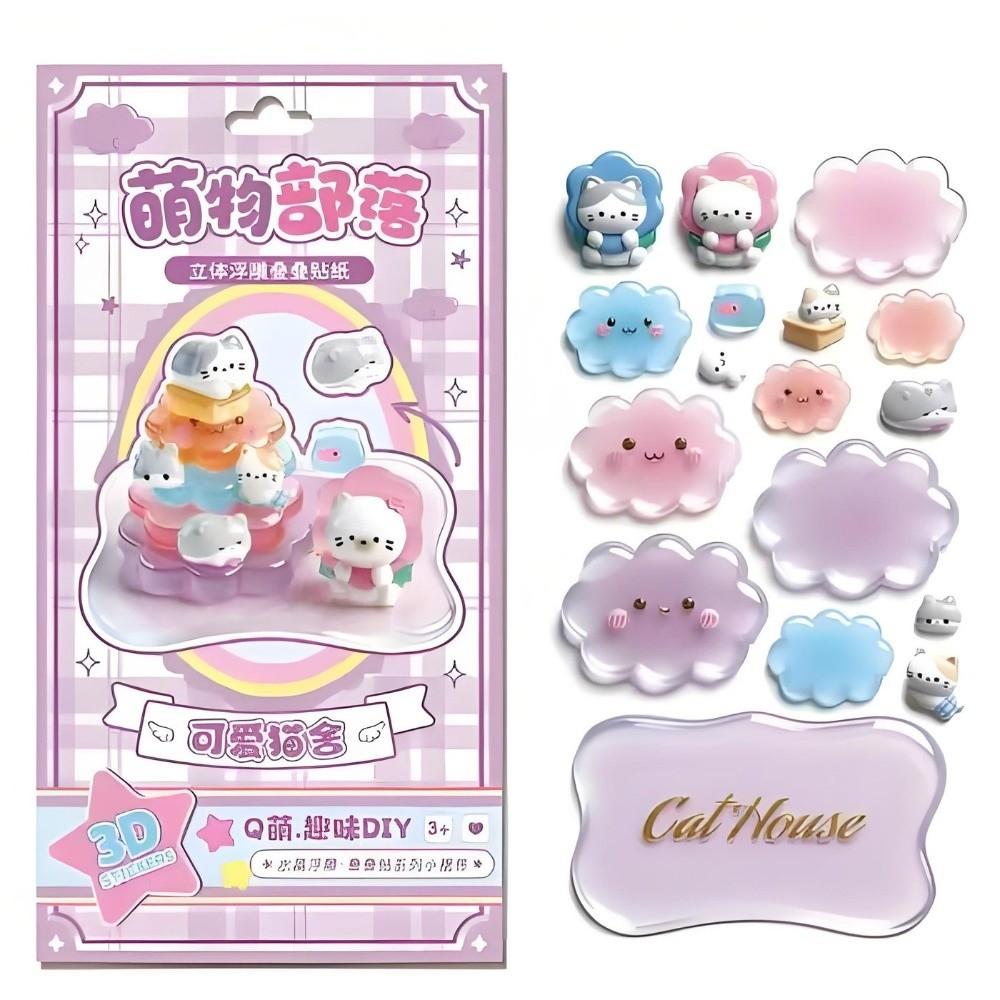 Relief Design 3D Embossed Stickers Cute Tree Design Fun Series 3D Crystal Stickers Puffy Texture Crystal Clear 3D Puffy Stickers