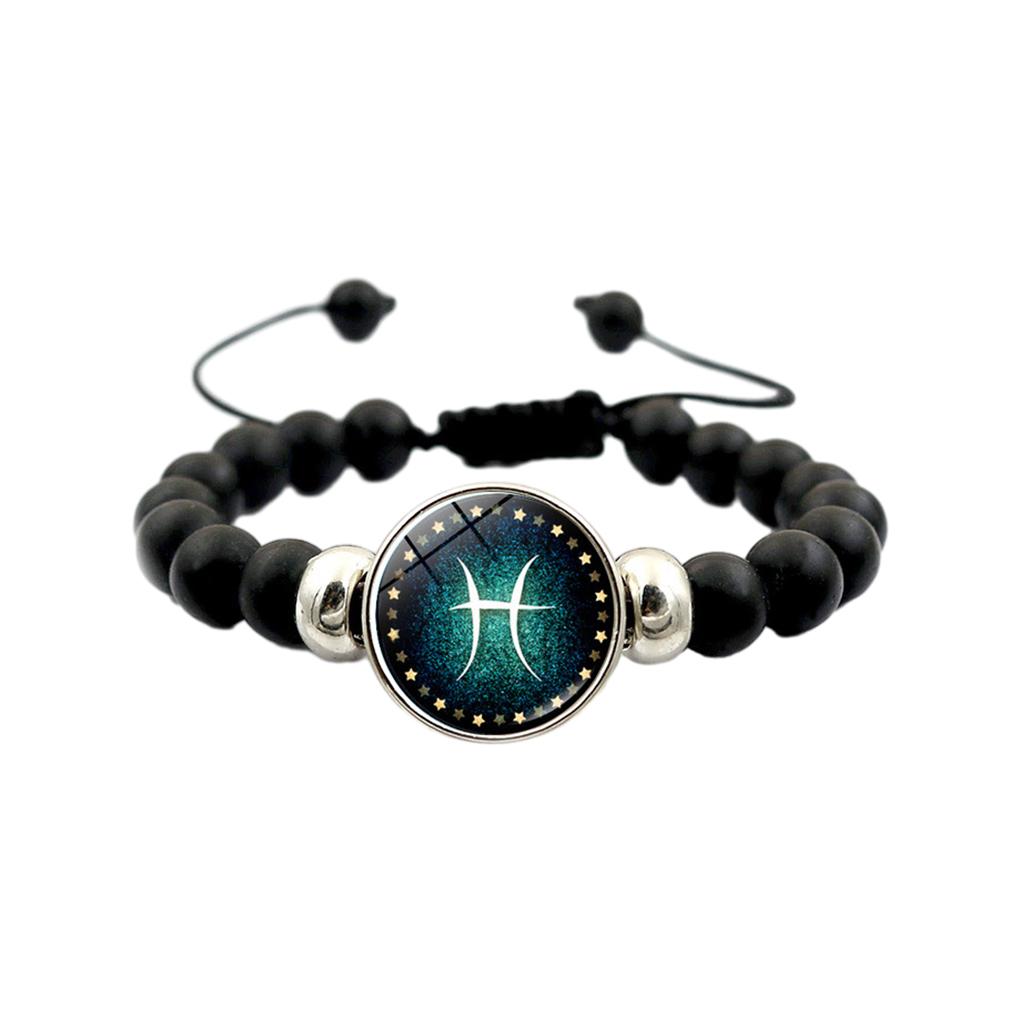 Brilliant Gift Black Beaded Bracelet Show Thoughtfulness With Zodiac Signs Horoscope Astrology Bracelets Adjustable, 3