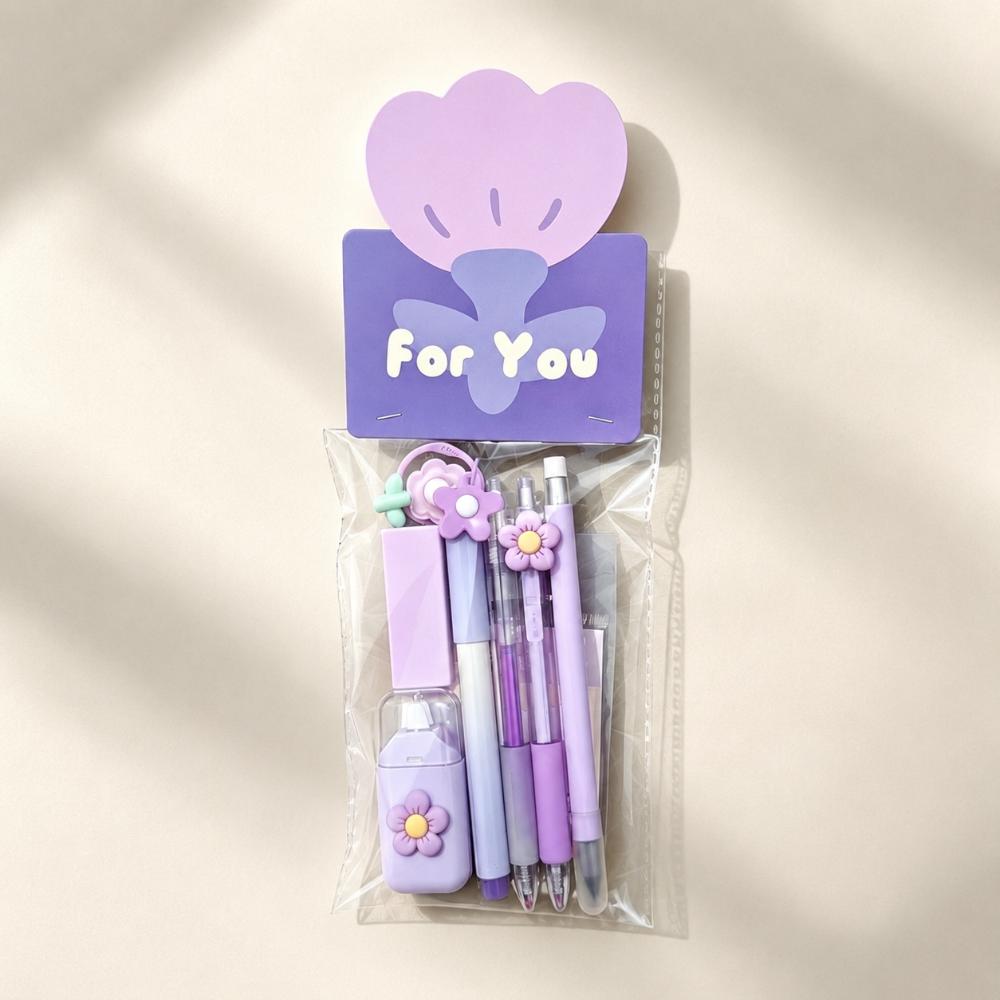 Dreamy Flower Stationery Set 8-in-1 Ballpoint Pen Multi-functional Clip  Gift Prize