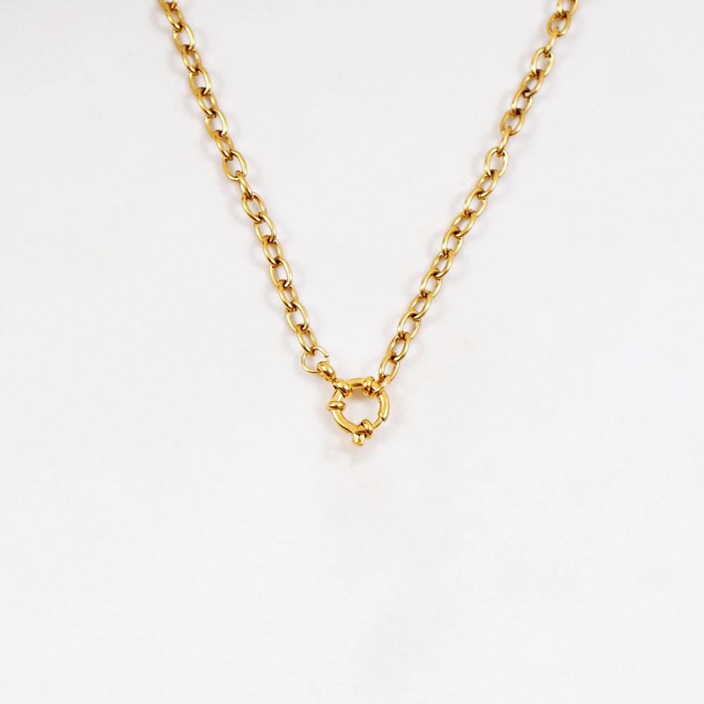 

Natural Pearl Necklace For Women Stainless Steel Sailor Clasp Choker Gold/Silver Color Metal Rolo Chian Femme Stone Collier 45cm