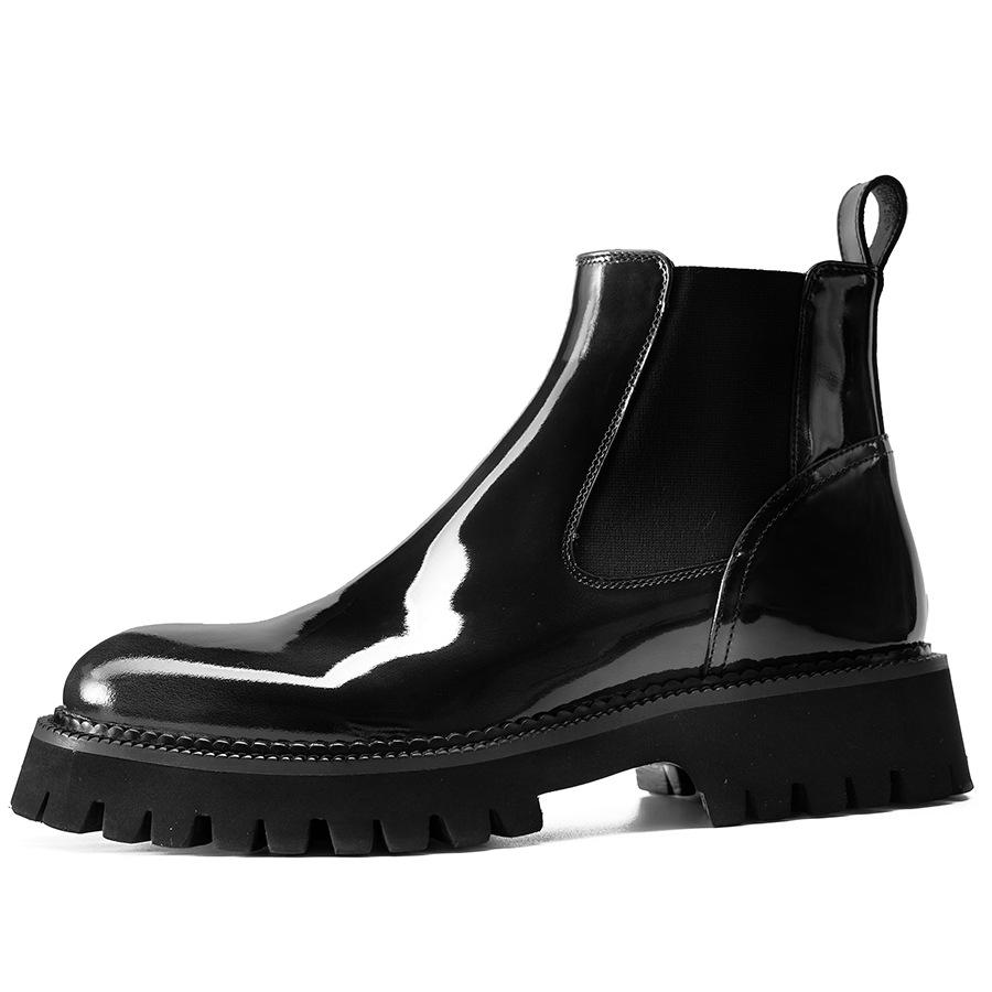 New men's Chelsea leather boots men's big head platform men's boots trendy shoes leather shoes cowhide short boots men
