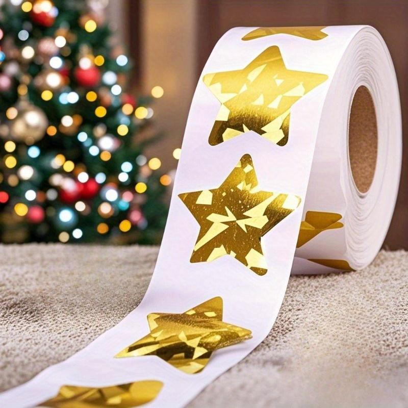 1 rouleau d'autocollants rouleau laser pack d'autocollants série décoration Étoile autocollants auto-adhésifs étiquettes,Autocollant décoratif pour emballage cadeau