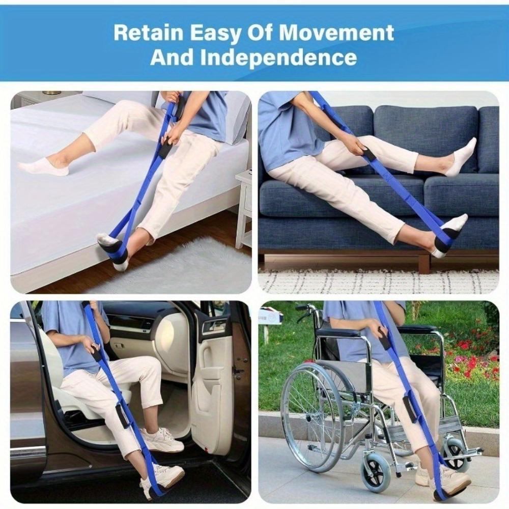 Recovery Leg Lift with Soft Grip and Ankle Loop - Portable Folding Bedside Assist Device for Easy Entry and Exit