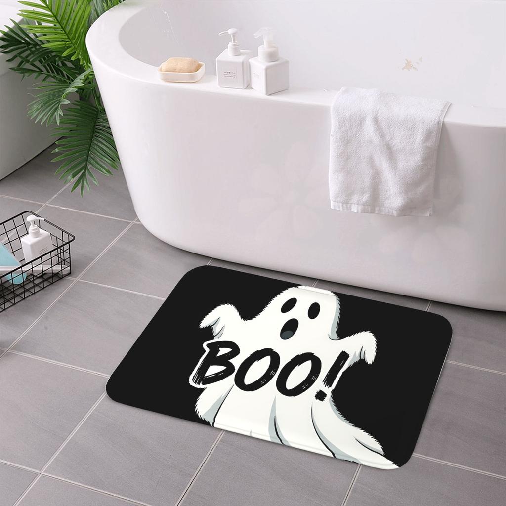 1PC Halloween BOO! Ghost Kitchen Rug Non-Slip Door Mat Pop Design Bathroom Rug Bath Mat Carpet for Home Sink Laundry Decor