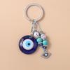 Ethnic Metal Lucky  Evil Eyes Keychain Turquoise Stone Key Ring Pendant Women Girls Handbag Accessories DIY Jewelry Gifts