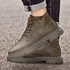 Fashion Genuine Leather Mens Low Top Sneakers 2024 Hot Sale Lace-Up Male Ankle Boots Men Winter Plush Snow Boots Comfortable Men's Shoes