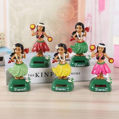 Solar Powered Dancing Decoration Hu&La Girl Shaking Head Doll Dashboard Hawaiian Hu&La Girl For Car Dashboard Office Home
