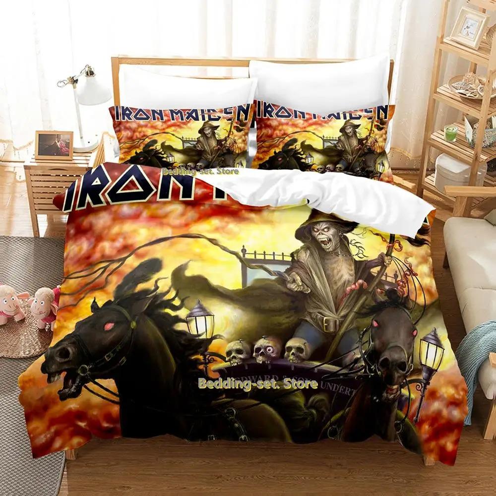New Hip Hop Maiden Heavy Metal Bedding Set Cartoon Anime Three-piece Set Adult Kid Bedroom Duvetcover Sets Queen Bedding Set