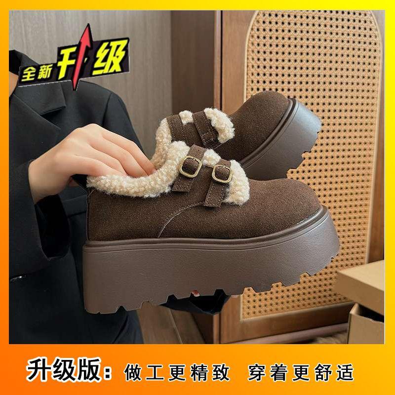 

Маффин толстая подошва увеличивающая рост Birken женские туфли зимние сапоги женские бархатные теплые Birken шерстяные хлопковые туфли 2025 новый зимний 37