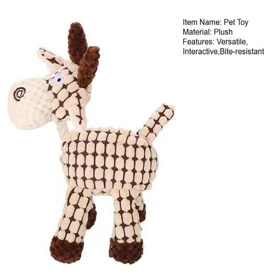 Squeaky Plush Dog Toy Tear-resistant Dog Chew Toy Cute Animal Shapes Dog Dental Cleaning Toy for Small Medium Large Dogs