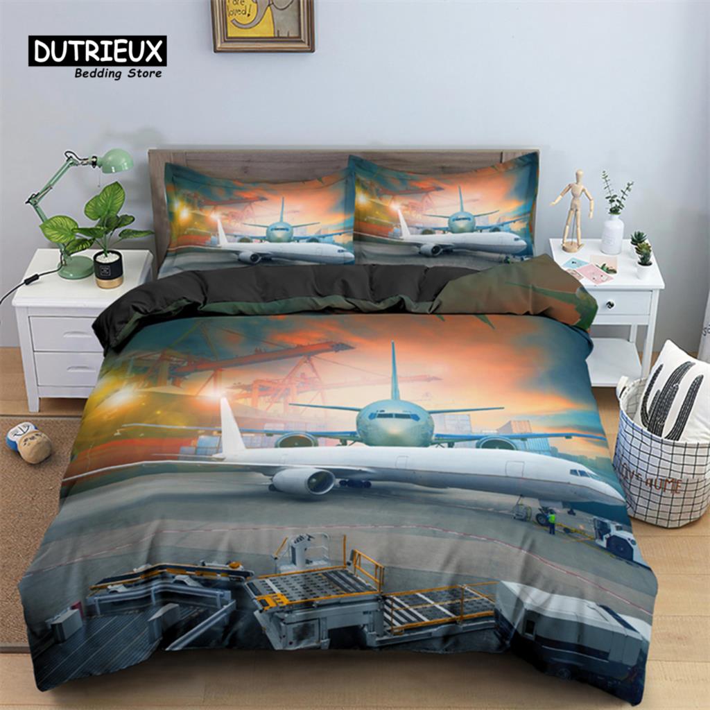 3D Airplane Printed Bedding Set Kids Adults 2/3pcs Duvet Cover With Pillowcase Comforter Bedding Quilt Cover Luxury Bedding Set