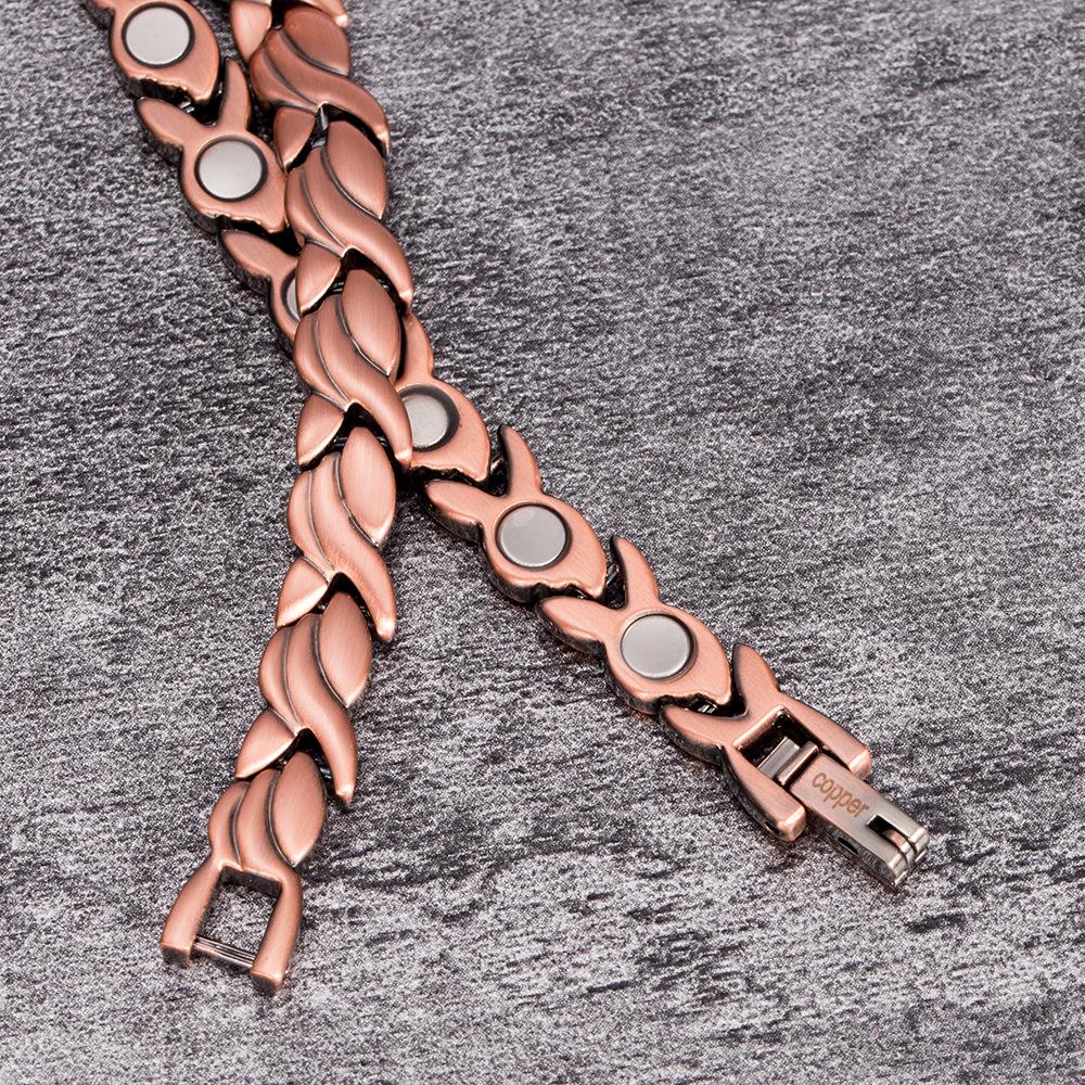 Red Copper Magnetic Energy Bracelet with Retro Stones