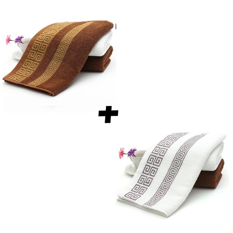 2PCS Bathroom Towels Set 100% Cotton Bath Towel For Adults Terry Towels Face Hand Washcloths For Travel Beach Sports Gym Swim