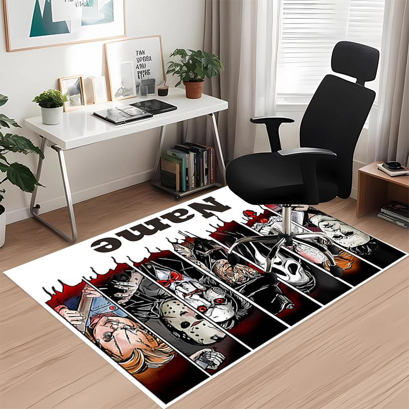 Benutzerdefinierter Name Halloween Horror Bedruckter Teppich, für Bürostuhl Wohnzimmer Schlafzimmer Küchenraum Dekor Geschenke.