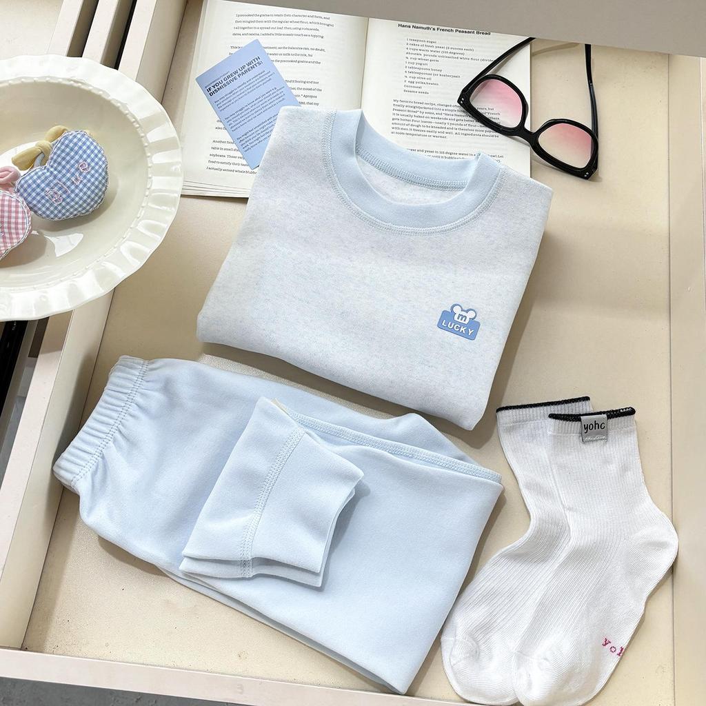 Children's Velvet Cotton Underwear Set: Thickened Autumn Striped Home Wear for Boys and Girls