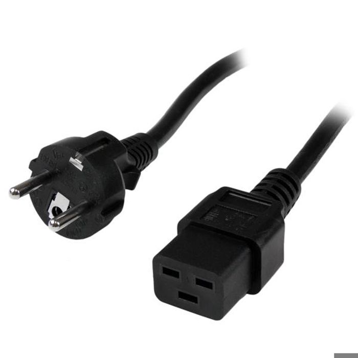 Câble d'alimentation Schuko CEE7 vers IEC 320 C19 pour ordinateur - STARTECH.COM - 2m - Noir