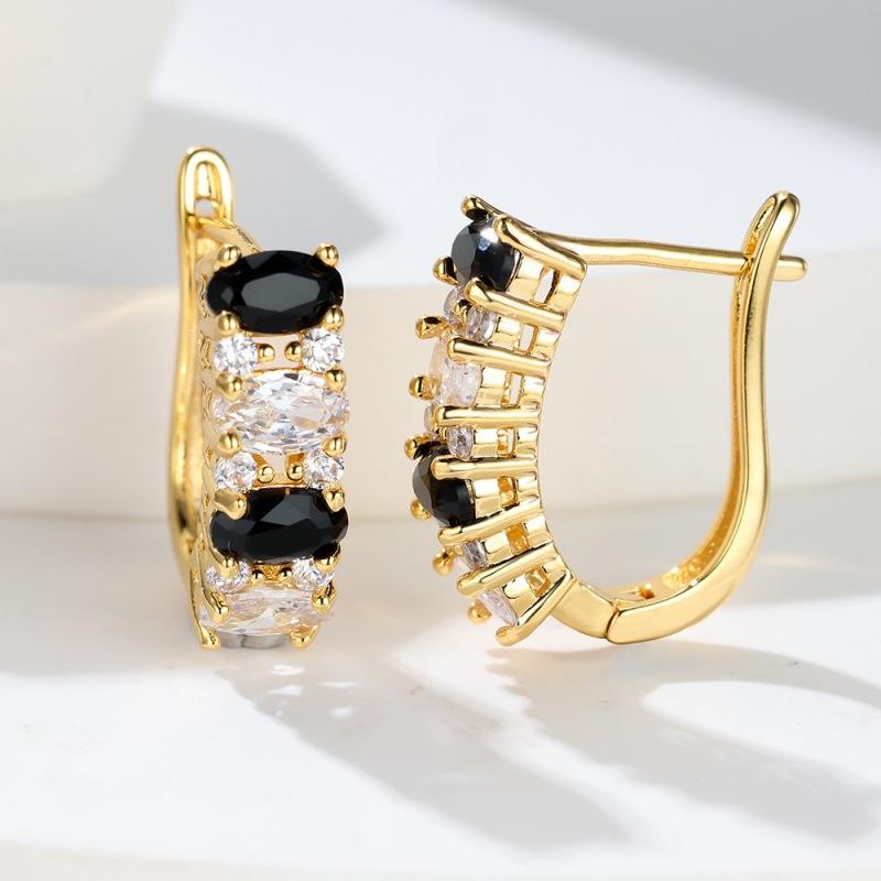 Shein popular gold, black and white diamond three diamond earrings women, small and exquisite earrings jewelry