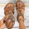 Fashion Retro Women's Sandals Flower Print Sewing Shoes Summer