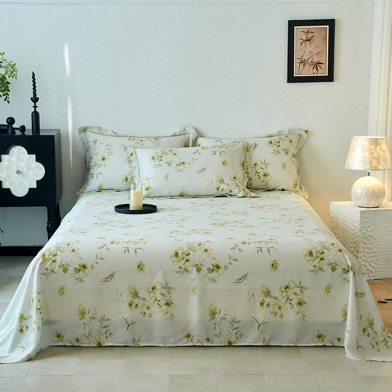 Lyocell Tencel Bed Sheet Flower Series Printed Double Top King Sheets for Girls Boys Kids Single Queen King Size Bed Linen