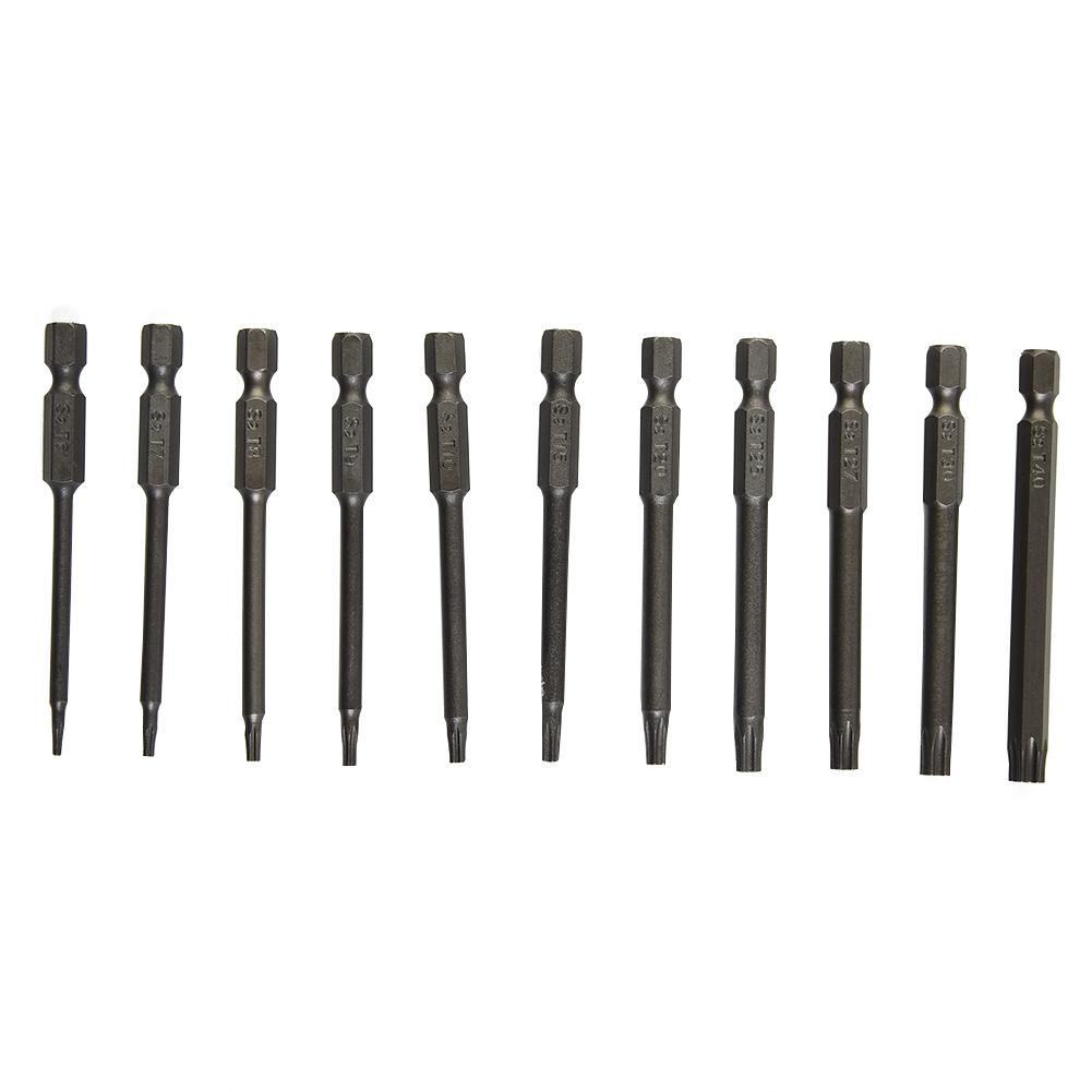 11pcs Torx Screwdriver Bit Set Hex Security Head 75MM Extra Long Magnetic Security Screwdriver Set Hand Tool