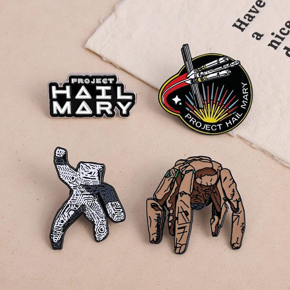 2026 HotNew Premium 4 Pack Project Hail Mary Sci-Fi Space Metal Enamel Pins Badge Brooch Backpack Jacket Decor Collectible Gifts