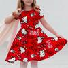 Sanrio Summer Hello Kitty Dress For Girls Women Short Sleeve Costume Princess Party Dresses Children's Dresses Toddler Clothes
