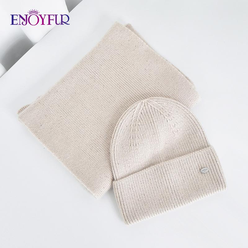 SOMALER Winter Beanie Hat Scarf Set For Women Warm Wool Knit Beanie With Sequins Long Soft Scarf Neck Warmer 2 In 1 Gift Set