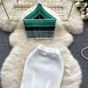 Summer Women Sexy Knitted Striped Sweater Halter Tops Vest and Mini Short Bodycon Sheath Skirt Two Piece Set