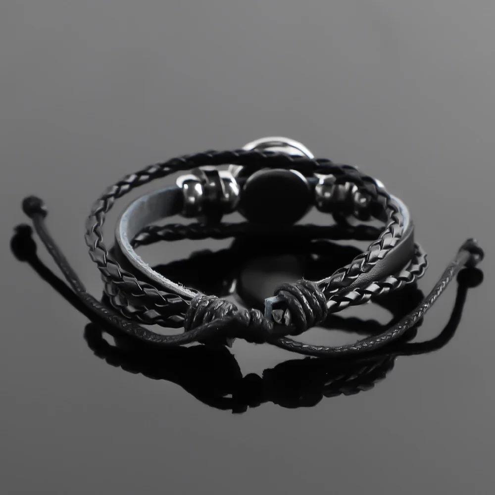 Vintage Freemasonry Bracelet Handmade Multilayer Braided Leather Rope Charm Jewelry Gift for Men Women