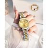 OLEVS Women's Fashion Dress Watch Analog Quartz Waterproof Stainless Steel Two-Tone with Diamond Gold Dial