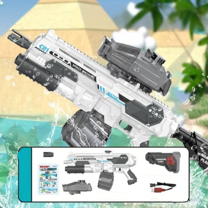 Large Capacity M416 Space Electric Water Gun With Self-absorbing Feature In Sky Blue