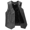 Leather Vest Warm Casual Loose Plus Velvet Thickened Waistcoat Men's Autumn and Winter Vest Vest Jacket