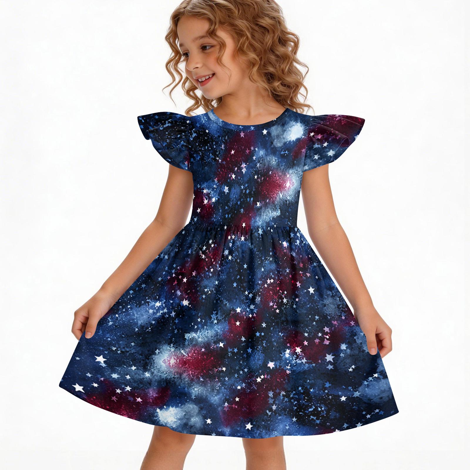 Girls  Summer Princess Dress - A-Line Casual Print Dress 110