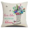Seasons Throw Pillow Cover Spring Linen Flowers Truck Cushion Office Throw Pillow Cushion Throw Pillow Cushion