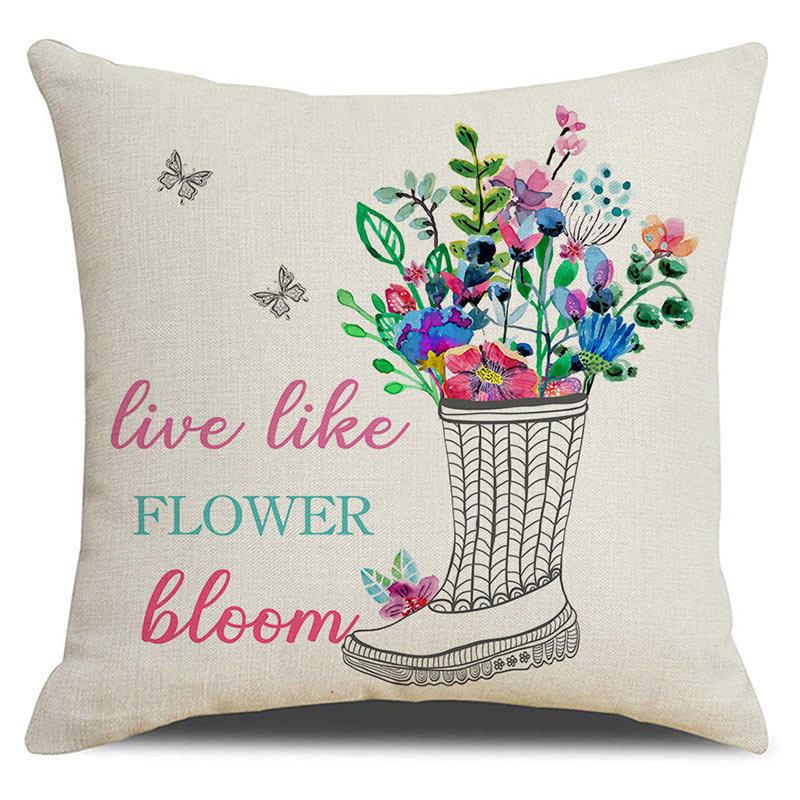 Seasons Throw Pillow Cover Spring Linen Flowers Truck Cushion Office Throw Pillow Cushion Throw Pillow Cushion
