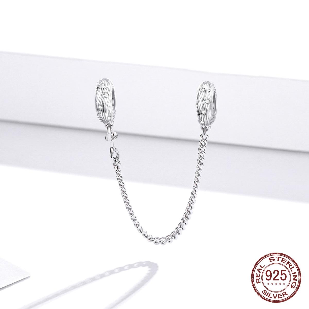 

925 стерлингового серебра Water Wave Guardian цепь безопасности с силиконовым шармом подходит для оригинального браслета или браслета ювелирных изделий