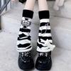 Gothic Women Leg Warmers Harajuku Punk Bone Skull Crosses Flared Knitted Foot Cover Winter Warm Long Socks Streetwe