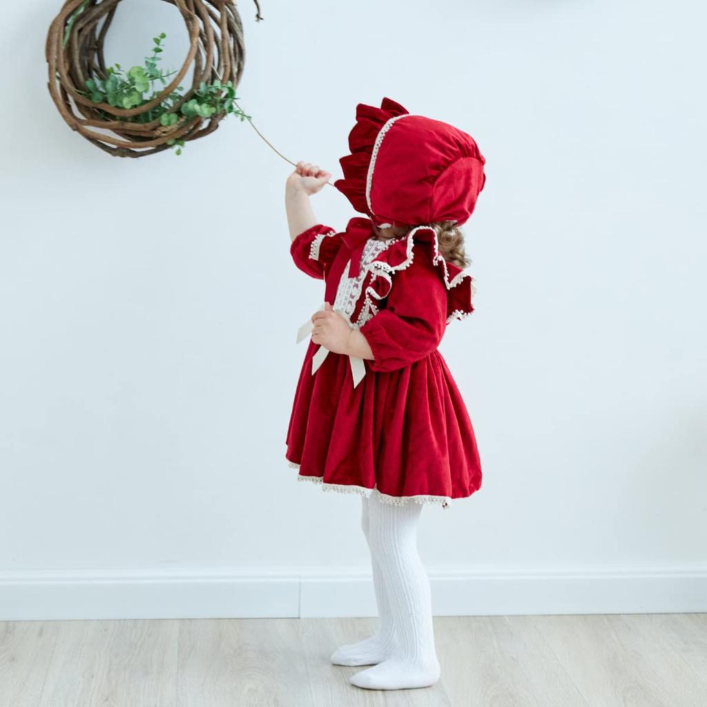 Babykleidung für den festlichen Tag [Famuka] Mädchen, 2-teiliges Set, Kleid, Hut, Kleid, Mädchen/Zeremonie/Lange Ärmel/Baby/Neujahr
