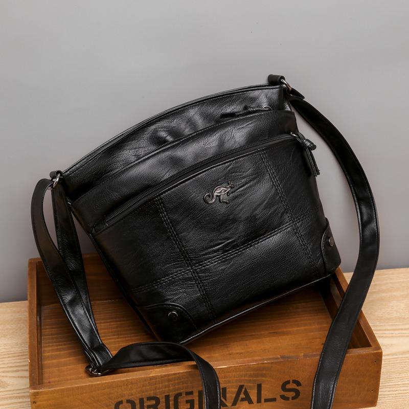 Soft Leather Textured Bag Women's Crossbody New Fashion Shoulder Bag Simple Trend Retro Multi-pocket Large Capacity