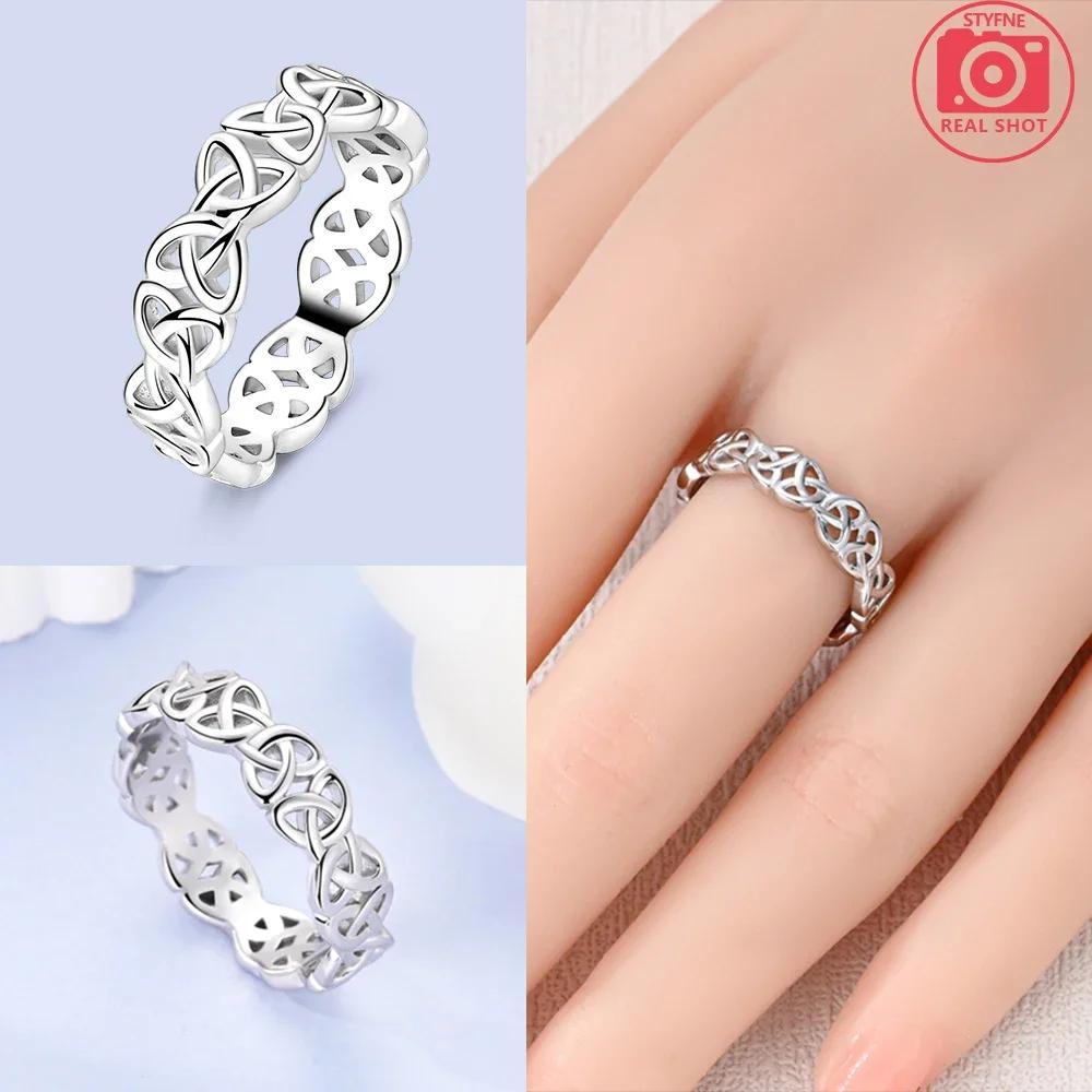 

Authentic Original Copper Metal Zircon Rings Celtic Knot Heart Cross Ring Women Ireland Belief Perfect Gift Friend Accessories High Quality Fine 6