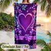 Valentine Love Theme Beach Towel Personalized Custom Name & Text Soft Quick Dry Beach Towel for Swimming Travel