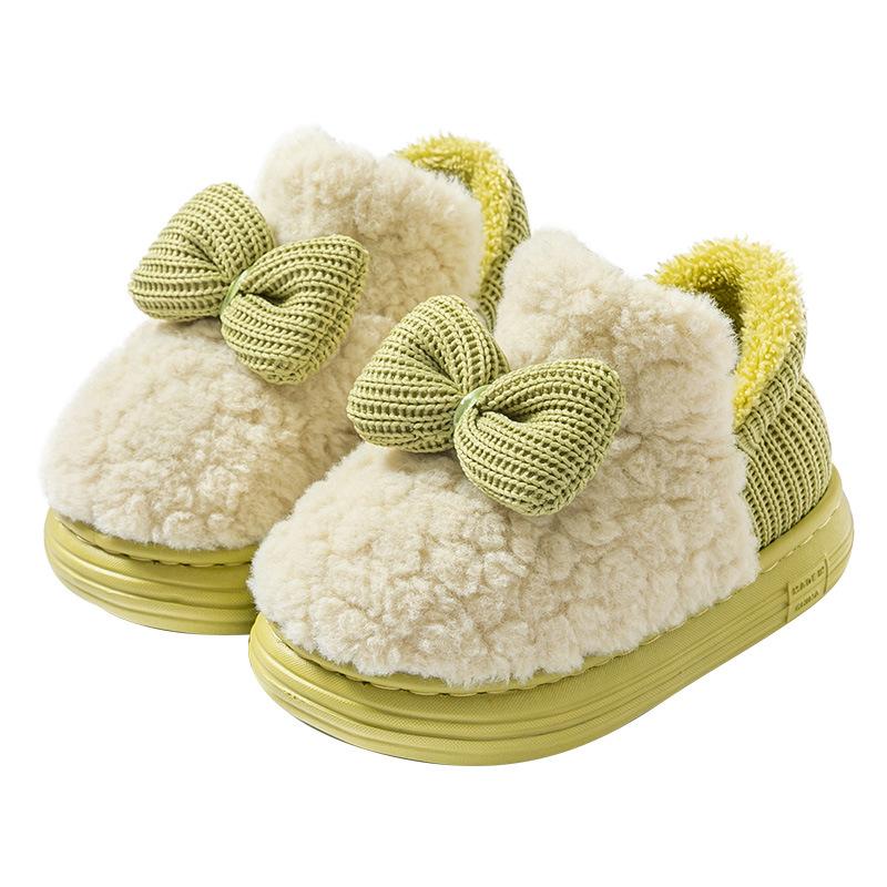 cotton slipper bag heel winter girls home indoor warm plush shoes cute bow baby cotton shoes