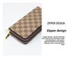 2022 Women's Checkerboard Print Clutch: Retro Large Capacity Wallet with Double Zipper for Phones