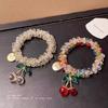 Pulsera de temperamento de color, banda para el pelo, diadema, cuerda para el pelo de novia, goma de cereza, sujetador de coleta para mujer