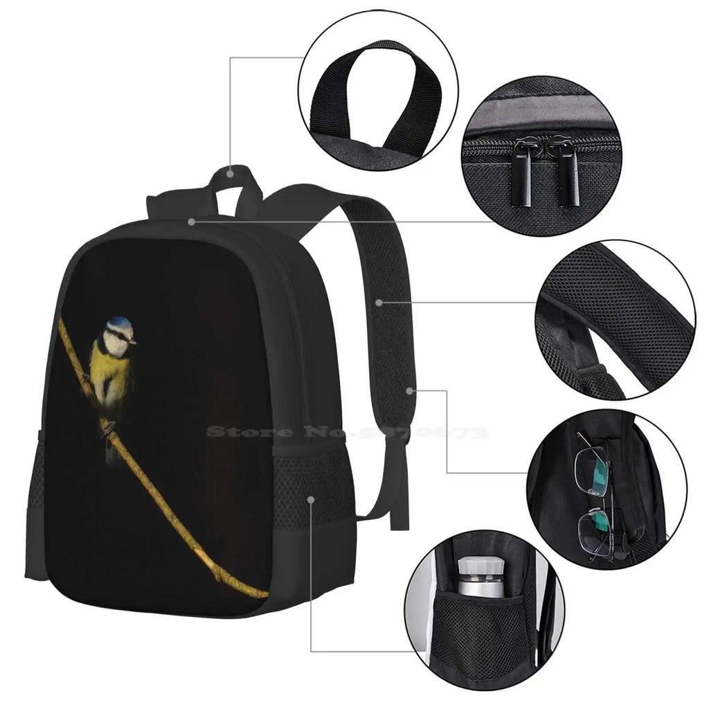Blue Tit Hot Sale Schoolbag Backpack Fashion Bags Blue Tit British Britain Wildlife Bird Garden Birds Scotland Scottish