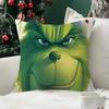 Winter Christmas Grinch Pattern Suitable for Home Bedroom Car Office Decoration Living Room Sofa Cushion Cover Pillowcase