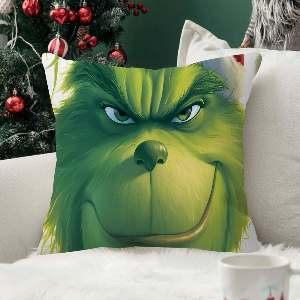 Winter Christmas Grinch Pattern Suitable for Home Bedroom Car Office Decoration Living Room Sofa Cushion Cover Pillowcase