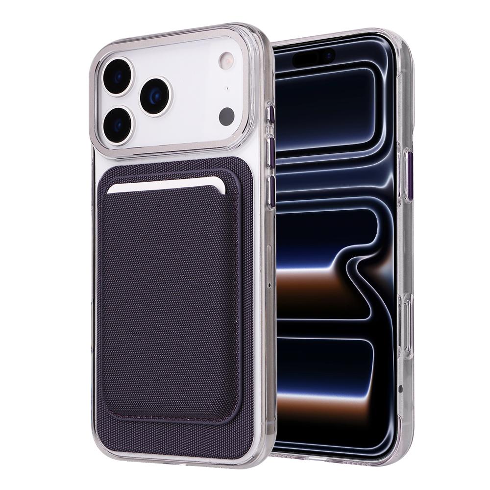 Porte-cartes détachable 2 en 1 Tissu technique magnétique Color block Coque antichoc pour téléphone pour iPhone 17 Pro max 16 15 Pour Magsafe