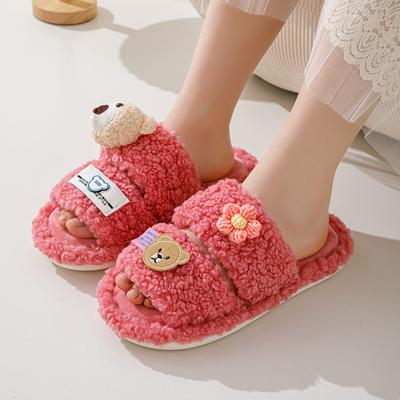 Fashion Women Winter Cotton Slippers Cartoon Cotton Slippers Female Indoor Plush Anti Slip Plush Slippers Indoor Warm Fluffy Slippers